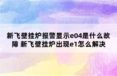 新飞壁挂炉报警显示e04是什么故障 新飞壁挂炉出现e1怎么解决